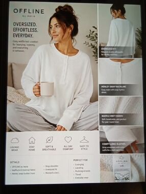 Offline By Aeri Oversized Everyday Cozy Waffle Layering Cotton Henley Size  Larg